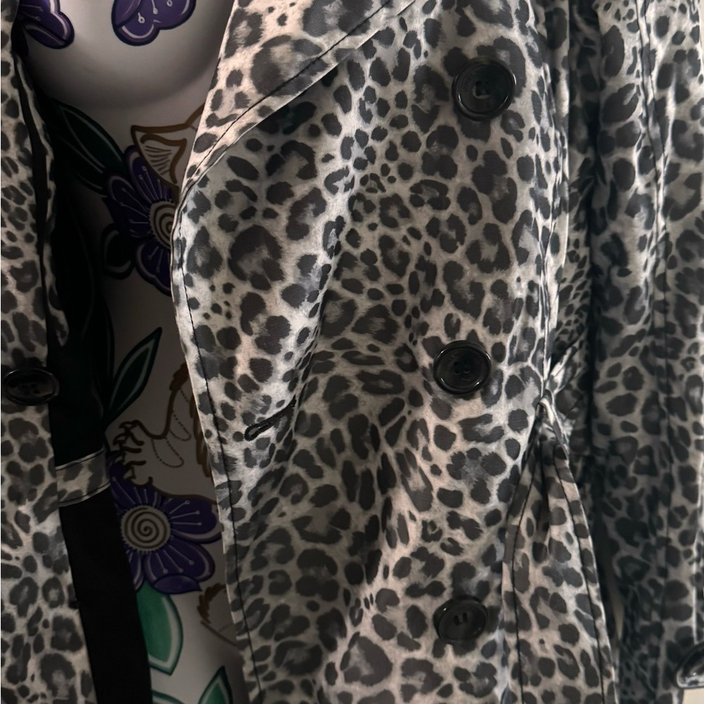 Jones New York Gray Black Leopard Pea Coat - Picture 5 of 8